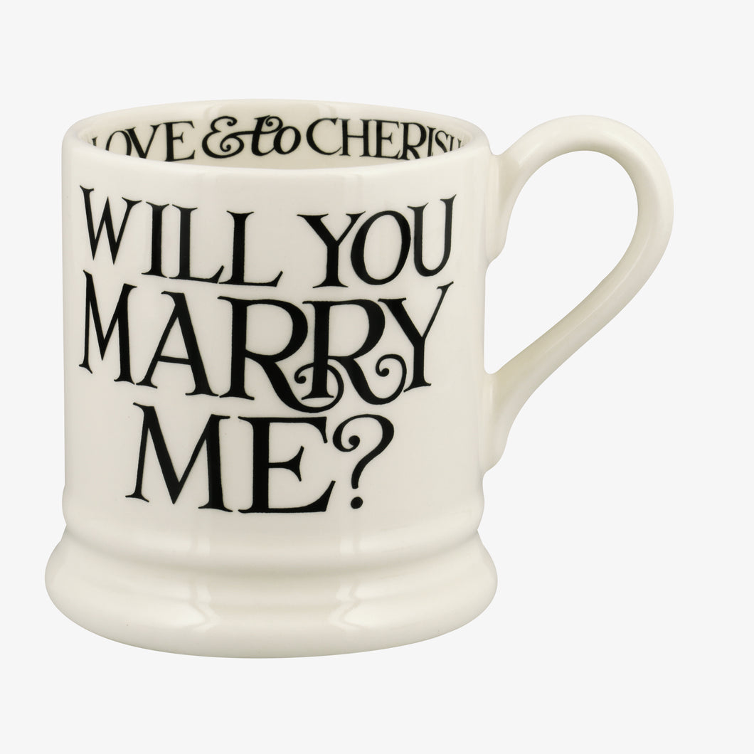 Emma Bridgewater Black Toast Will You Marry Me 1/2 Pint Mug