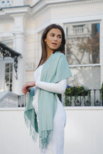 Load image into Gallery viewer, Park Lane Celine Pashmina Scarf In Aqua Mist
