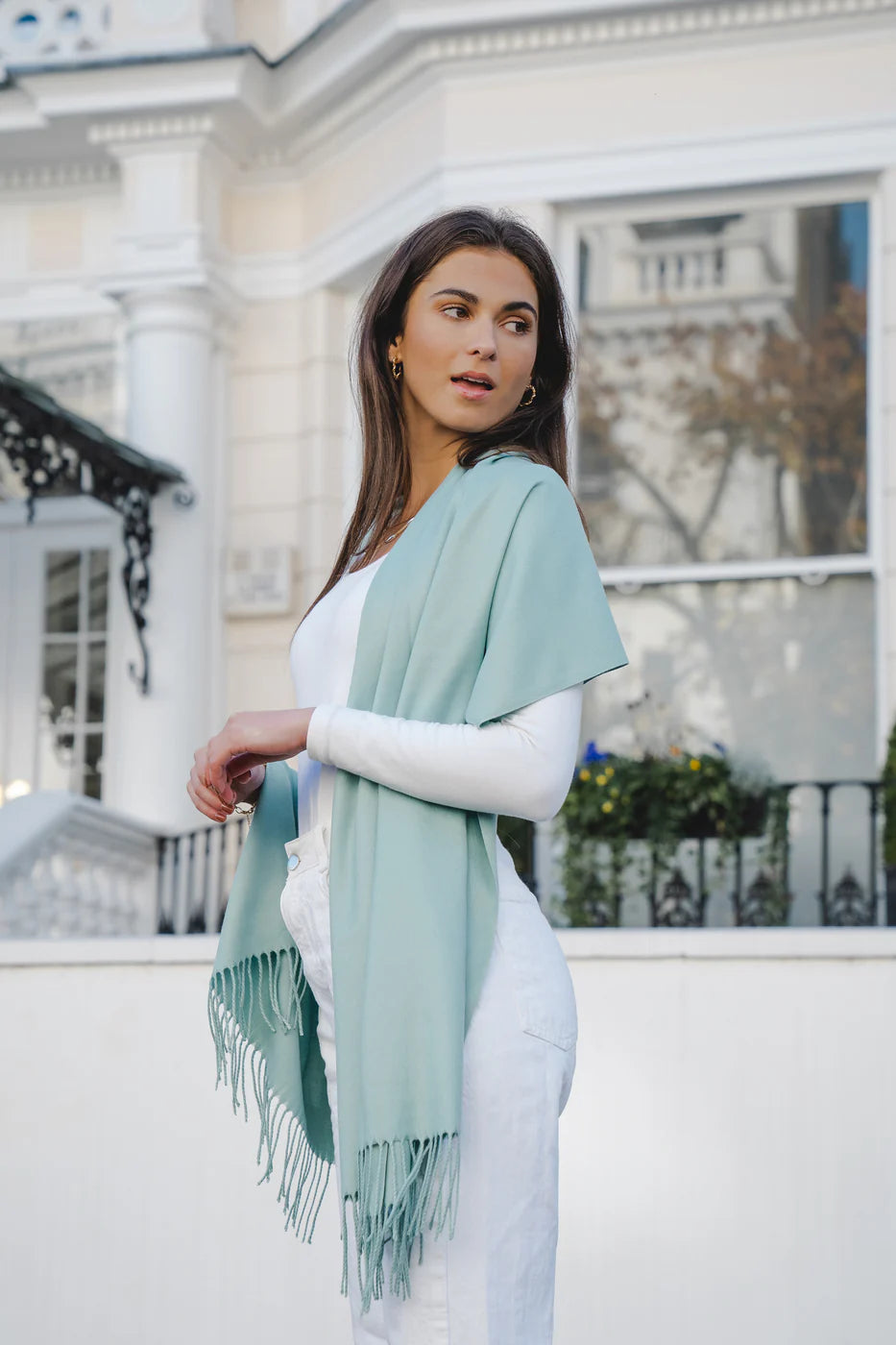 Park Lane Celine Pashmina Scarf In Aqua Mist