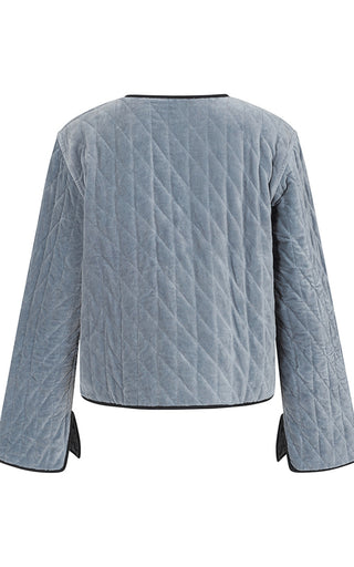 Luella Blue Printed Pattern Velvet Reversible Jacket