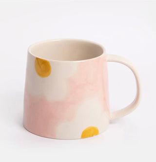PINK/MUSTARD FLOWER LARGE MUG
