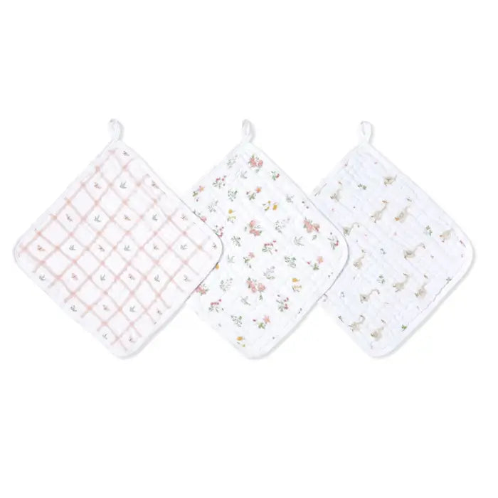 Aden & Anais 3 Pk Muslin Floral Washcloths