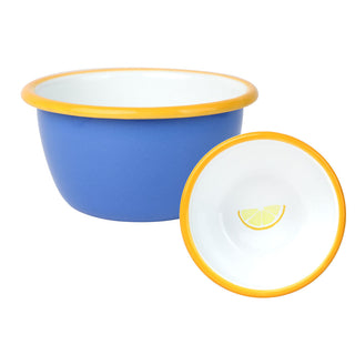 Lemon Blue Enamel Bowl - 10cm |