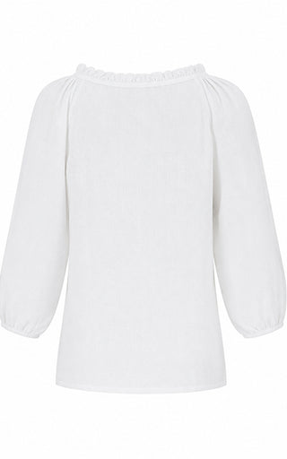 Luella Margaux V-Neck Linen Top White