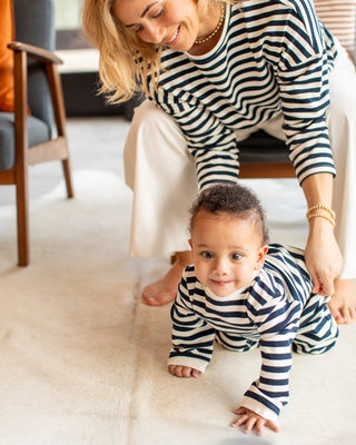CHALK - REBECCA STRIPE TOP | NAVY/ECRU