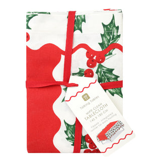 BOTANICAL HOLLY, FABRIC TABLECLOTH