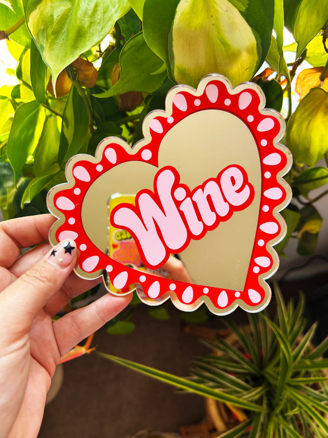 Wine Frilly Heart Mirror