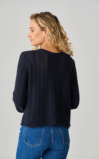 Luella Bibury Cotton Navy Open Weave Pattern Jumper