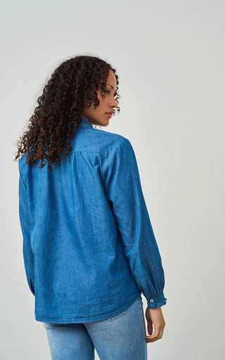 Luella Brora Denim Blouse in Blue