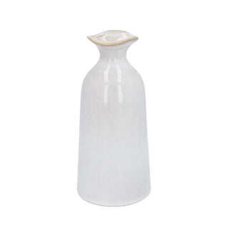 White Ceramic Smooth Funnel Top Vase