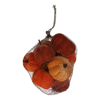 Bag/9 Velvet Decorations 20cm - Autumn Mini Pumpkin Mix