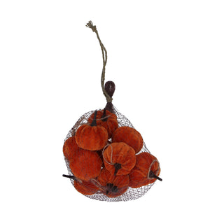 Bag/12 Velvet Decorations 18cm - Orange Mini Pumpkin Mix