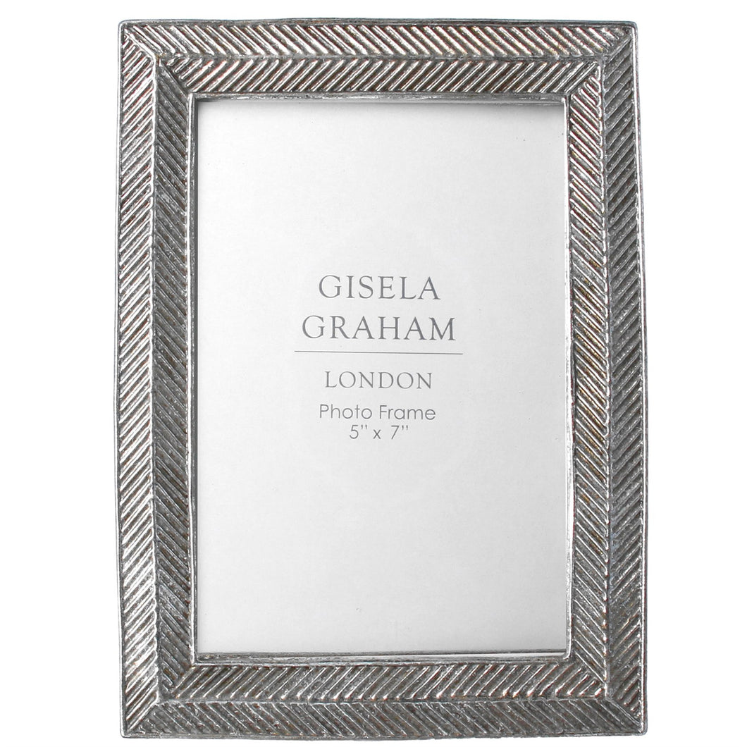 Silver Herringbone Resin Picture Frame 5x7