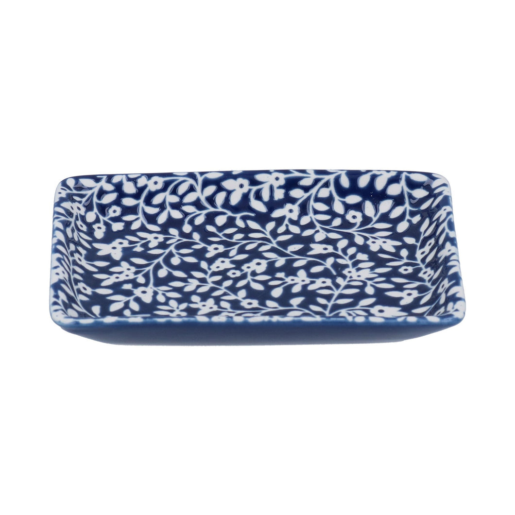 Trinket Dish - Navy & White Porcelain Floral Vines