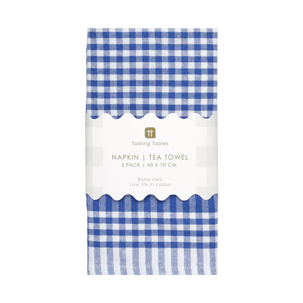 GINGHAM, FABRIC NAPKINS, BLUE, 45 X 70CM