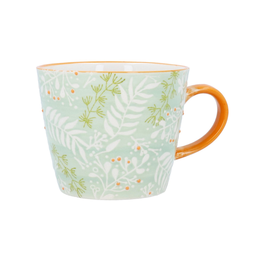 Stoneware Mug - Pale Green  Botanical