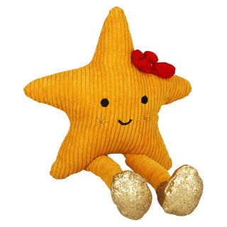Yellow Star w Red Bow Fabric Shelf Sitter