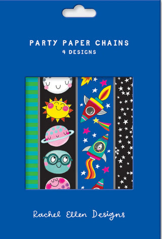 PARTY PAPER CHAIN KIT - SPACE THEMED - ROCKETS, PLANETS AND STARS