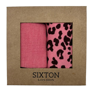 Sixton London - Pink Barcelona & Leopard Socks