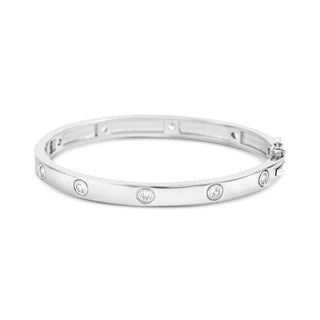 PARK LANE RHODIUM PLATED BANGLE WITH CUBIC ZIRCONIA STONES