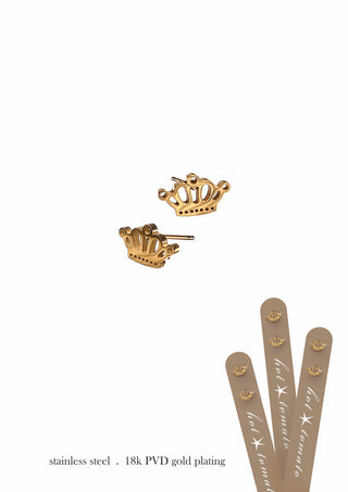 E - Crown Studs - S.Steel W/18k Gold