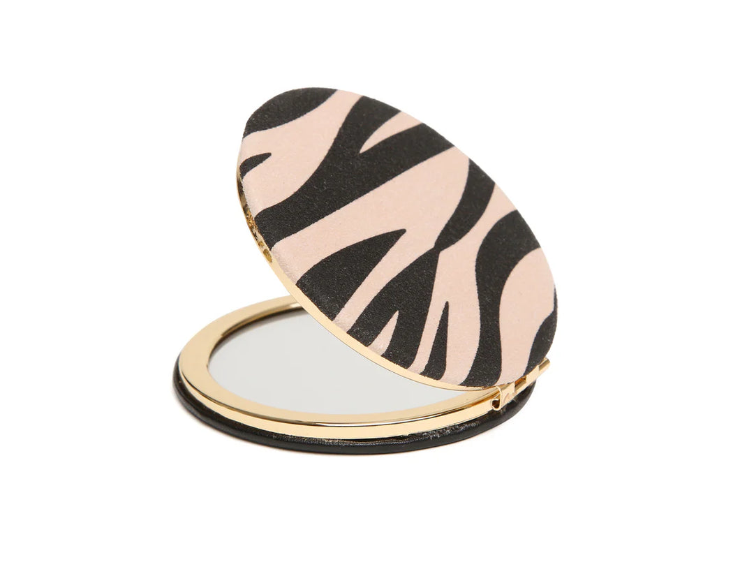 Alice Wheeler Round Zebra Compact Mirror