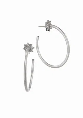 Hot Tomato - Comet Tail Stud/Hoops / 44mm - Worn Silver/Clear Hoops
