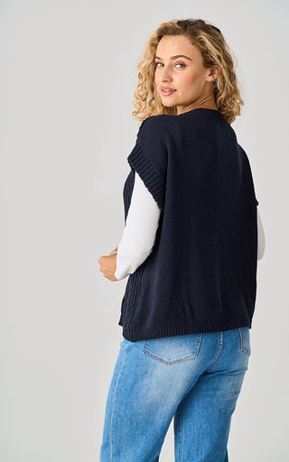 Luella Bath Cable Knit Cotton Tank Navy Top