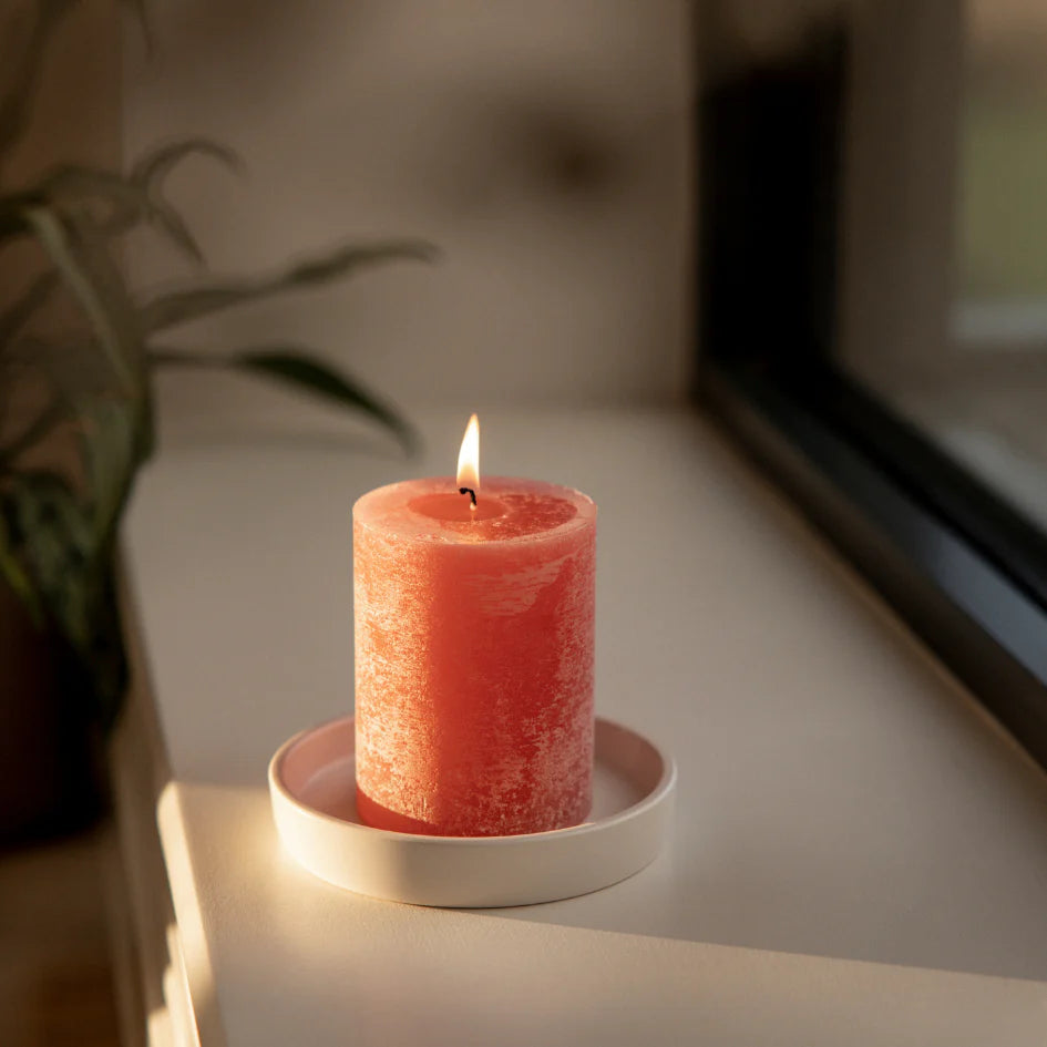 St Eval Wild Rhubarb Fragranced Colour Pillar Candle