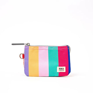 ROKA Carnaby Wide Multi Stripe Small Recycled Canvas Purse