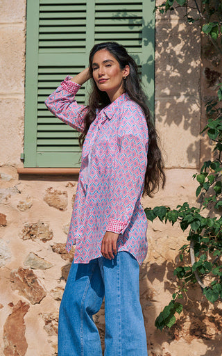 Montpellier Cotton Shirt Printed Pattern (BF) blue/Pink