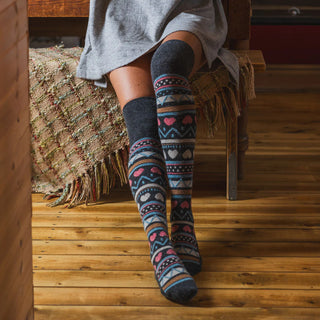 Patterned Wool Blend Knee High Socks