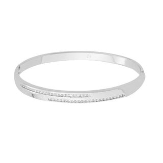 PARK LANE- RHODIUM PLATED BANGLE WITH CUBIC ZIRCONIA STONES