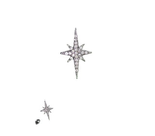 Compas Star Pin - Antique Silver/Clear Brooch