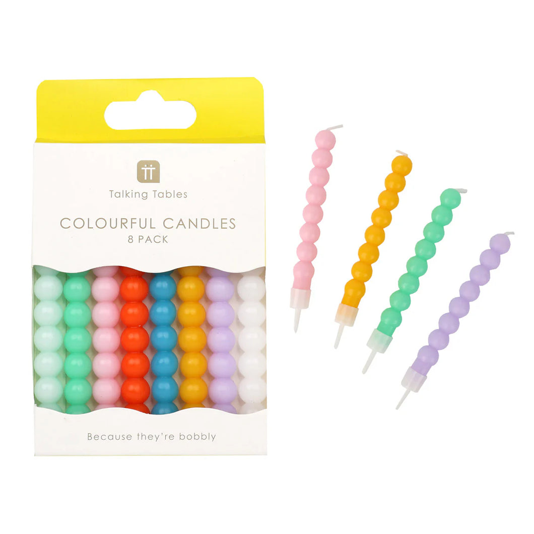 BIRTHDAY BRIGHTS, BOBBLE CANDLES, 8PK