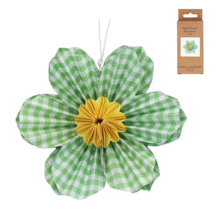 Paper Flower 15cm - Green Gingham