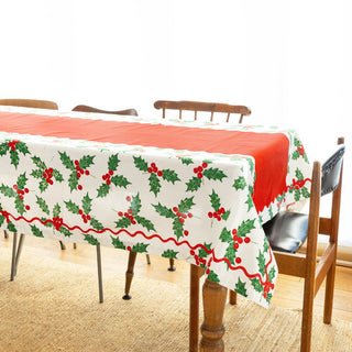 BOTANICAL HOLLY, FABRIC TABLECLOTH