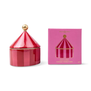 Trinket Box - designworks ink - ceramic pink + red stripe