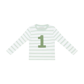 Powder Blue & White Breton Striped Number T Shirt