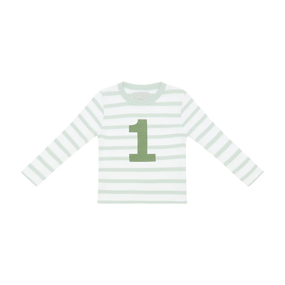 Powder Blue & White Breton Striped Number T Shirt
