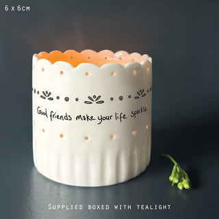 Scallop tea light holder-Good friends sparkle