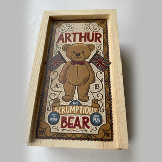Arthur the Scrumptious Bear - Milk Chocolate Bear in Wooden Box by Chocolate Gift Company