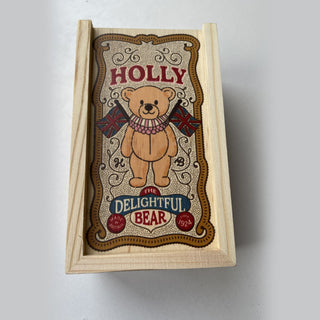 Holly the Delightful Bear - White Chocolate Bear in Wooden Box by Chocolate Gift Company