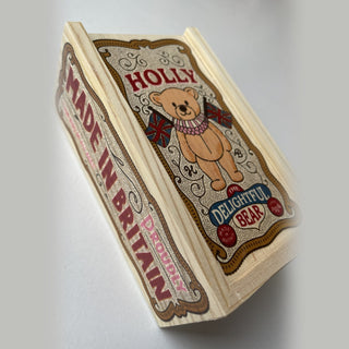 Holly the Delightful Bear - White Chocolate Bear in Wooden Box by Chocolate Gift Company