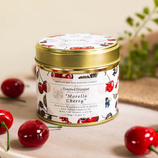 Toasted Crumpet Morello Cherry Candle in a Matt Gold Tin