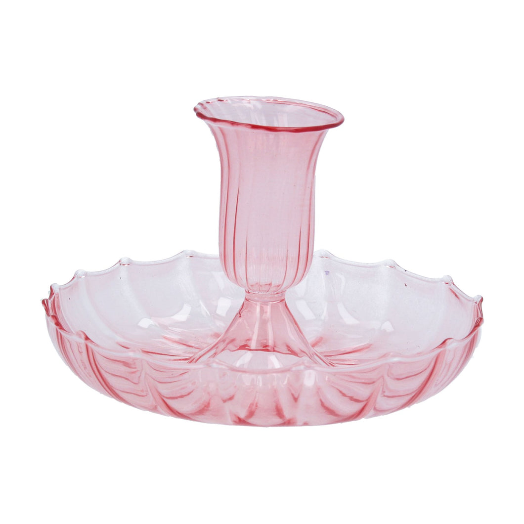 Gisela Graham Pink Fluted Candlestick