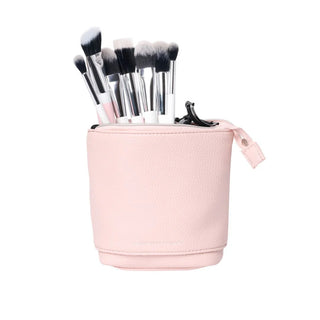 DONNA MAY Stand & Store Makeup Brush Case in Pink | Adjustable & Travel-Friendly