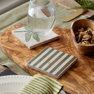 Single Stone Coaster - Green Stripe