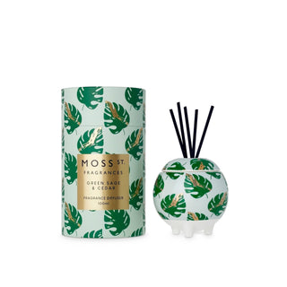 Moss St. Ceramic Diffuser 100ml - Green Sage & Cedar