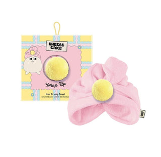 Cheese Cake Turban Towel - Pink With Yellow Pompom